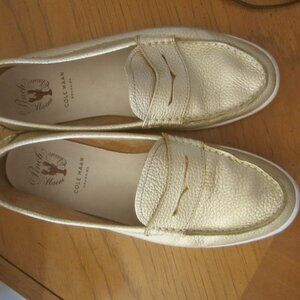 Cole Haan 10B Gold Metallic Penny Loafers